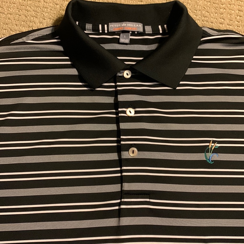 Men’s L Peter Millar golf polo with Cattail Creek Country Club logo.